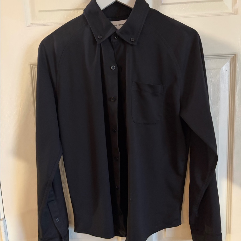 Ministry of Supply Black Performance Button-Up